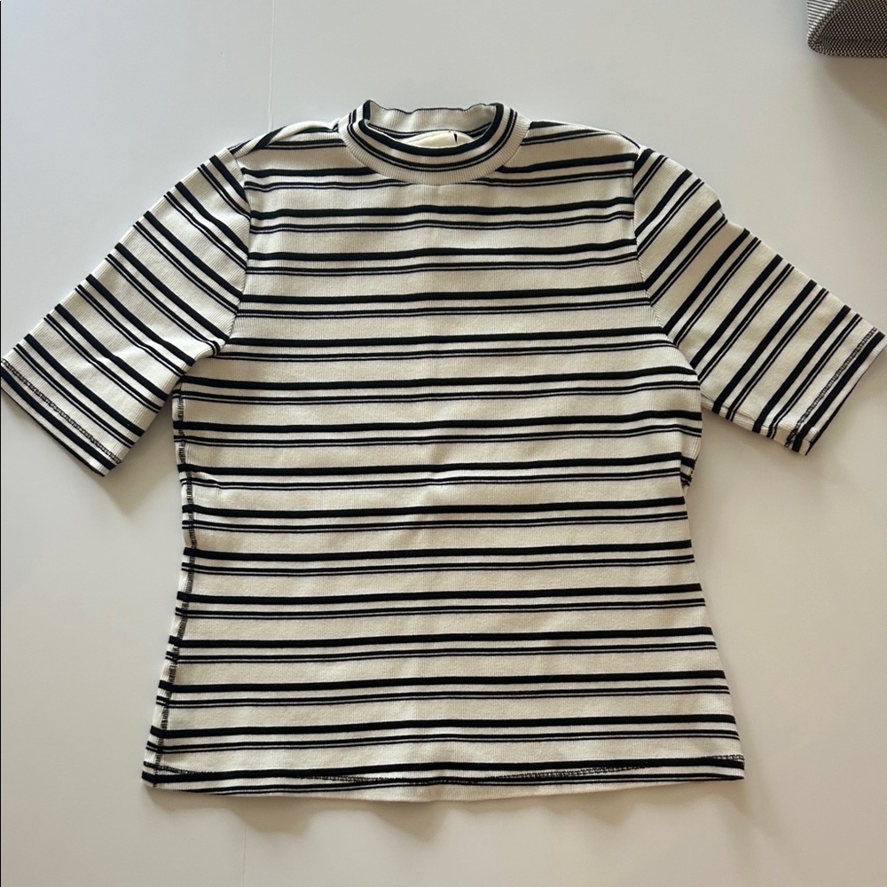 Maeve Striped Black and White T-Shirt